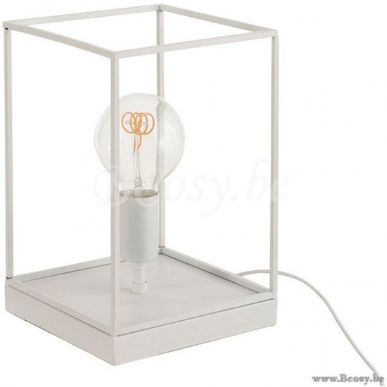 J Line Jline Lampe 1 Glühbirne Rechteckig Rahmen Metall Weiß Small Lampenfusse Mit Schirmen Tischlampen Tischleuchten Innenleuchten