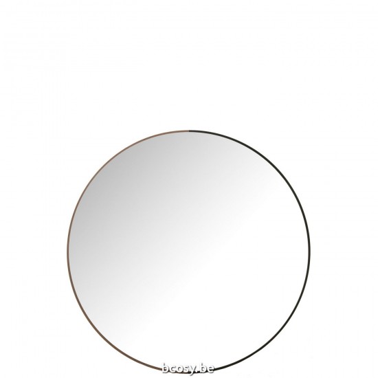 J Line Mirror Round Metal Wood Black Large Wall mirrors.