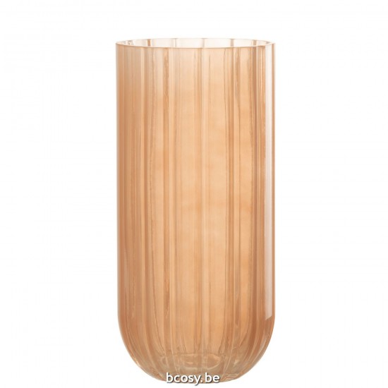 J Line vases Jolipa Vase Yoni Lignes Verre Peche Large.