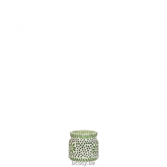J Line Candle Holder Bram Glass Green Medium tea lights holders.