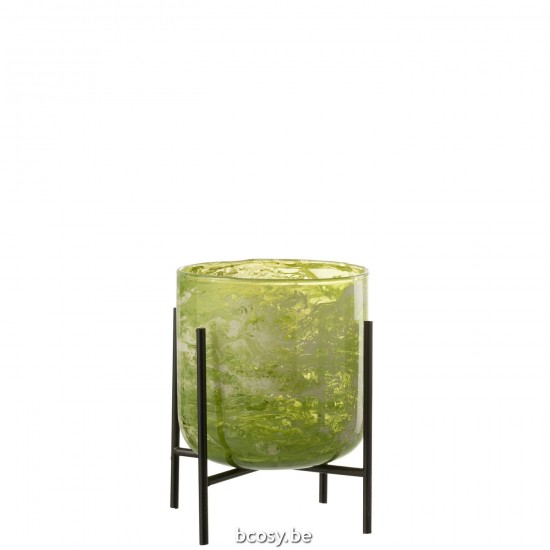 J Line Hurricane Stand Glass Iron Marble Green Medium lanterns hurricanes.