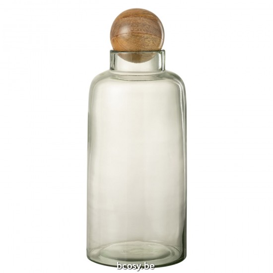 Jline Vase Kugel Korken Glas Holz Transparent flaschen.