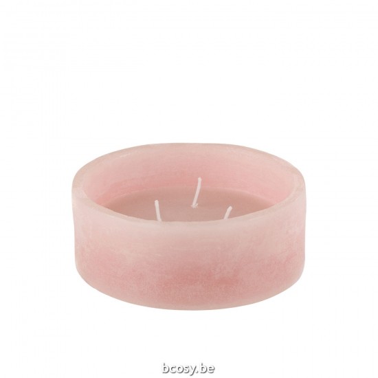 J Line Drijfkaars Cilinder Roze 15U L15xB15xH6 cm kaarsjes JO32318.