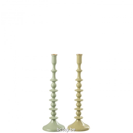 Jline Kandelaar Aluminium Groen Assortiment Van 2.