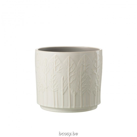 J Line Flowerpot Leaf Ceramic White Large flowerpots.