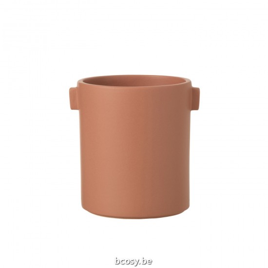 J Line Flower Pot Handle Stoneware Peach L17xB14xH16 cm bloempotten bloemvaas bloemvazen bloemenvaas bloemenvazen siervaas si JO34561.