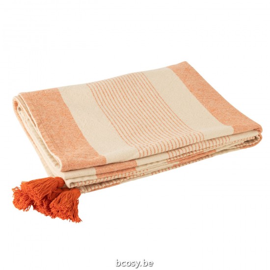 J Line textiles Jolipa Plaid Mik Coton Beige Orange.