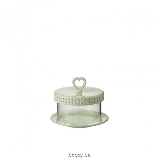 J Line cloches en verre Jolipa Plat A Tarte Sous Verre Ceramique Vert Small.