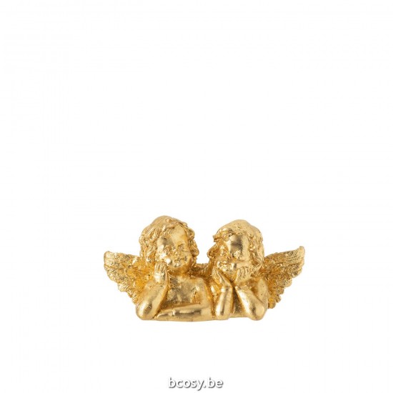 J Line Engel Koppel Denkend Poly Goud kindengelen kindengels kerstversiering JO35038.