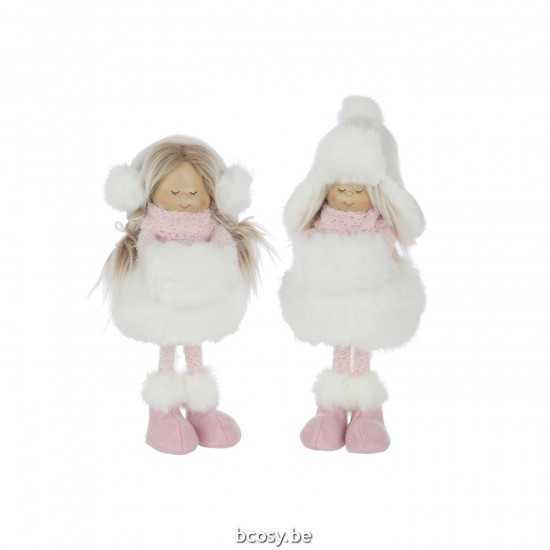 J Line enfants hiver Jolipa Filles Debout Chapeau Fourrure Polyester Blanc Rose Large Assortiment De 2.