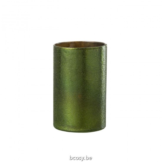 J Line Hurricane Mirror Green Glass Large tea lights holders.