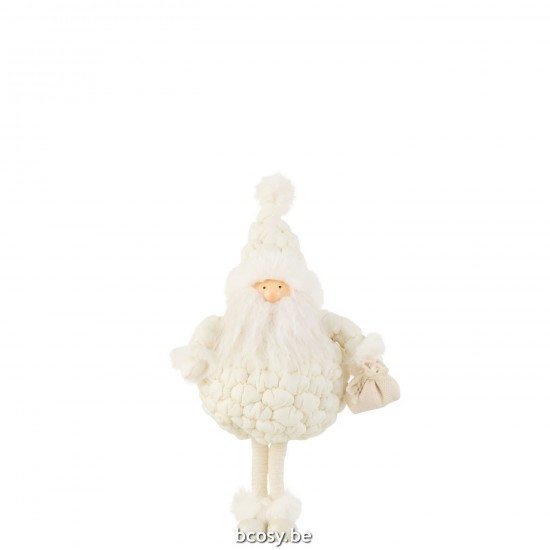 J Line Kerstman Cadeau Tas Textiel Wit Small kerstmannen kerstmannetjes JO35574.