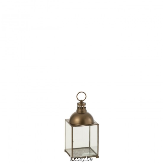 J Line lanternes photophores Jolipa Lanterne Hagrid Verre Fer Bronze Small.