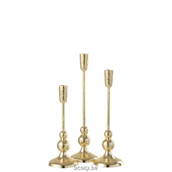 J Line chandeliers candélabres Jolipa Set 3 Photophores Grane Aluminium Or.