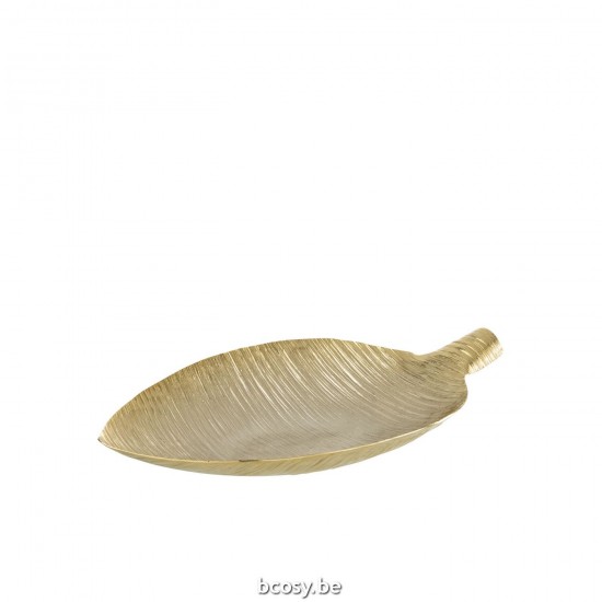 J Line Set Van Twee Schaal Blad Aluminium Goud decoratie schaal Decoratieschalen Decoratieschaal JO36235.