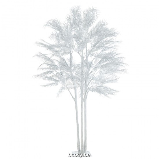 J Line Tree Palm Leaves 3 Trunks Steel Silver Large x mas christmas trees on foot.