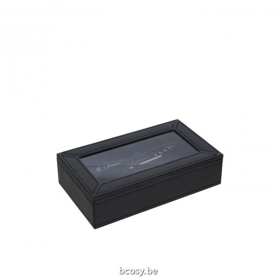 J Line boites sets a vin Jolipa Boite 6 Accessoires Pour Vin Simili Cuir Noir.