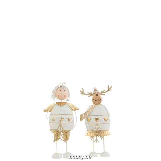J Line Engel Rendier Metaal Wit Goud Small kindengelen kindengels kerstversiering JO37136.