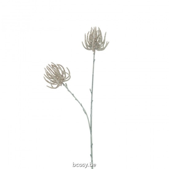 J Line branches d'arbres Jolipa Branche 2 Fleurs Paillettes Plastique Vert Clair.