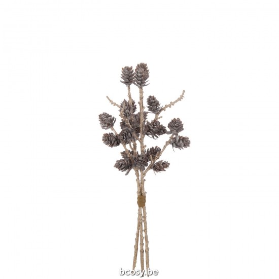J Line Branche de Noël Branches de Noël Jolipa Bouquet Pommes De Pin Plastique Brun Or.