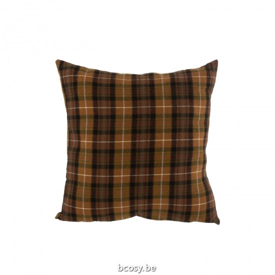 J Line coussins Jolipa Coussin Carreaux Textile Marron.