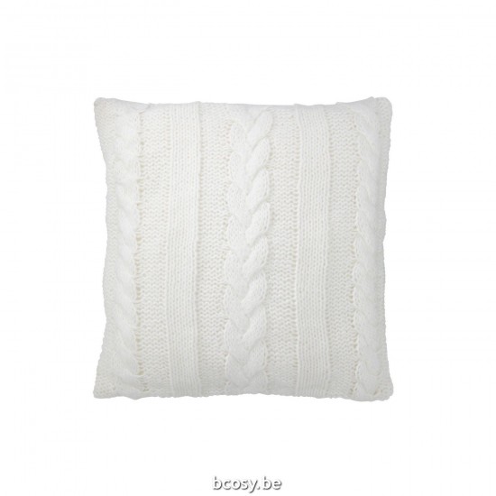 J Line Cushion Twist Polyester White cushion.