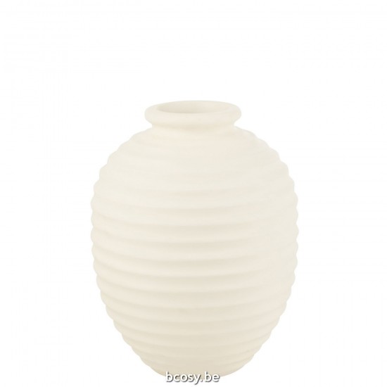 J Line cachepots de fleur Jolipa Cachepot Oval Terracotta Blanc Large.