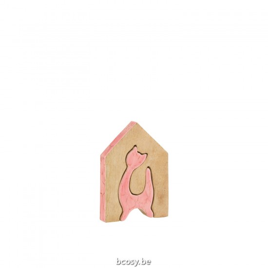 Jline Huis Kat Mangohout Roze Nat Medium.