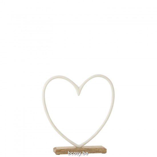 J Line objets Jolipa Coeur Sur Socle Aluminium Blanc Large.