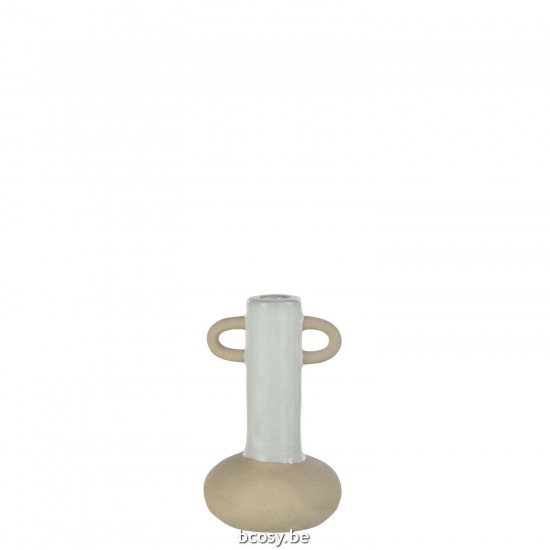 Jline Kerzenhalter Henkel Porzellan Weiß Beige vases.
