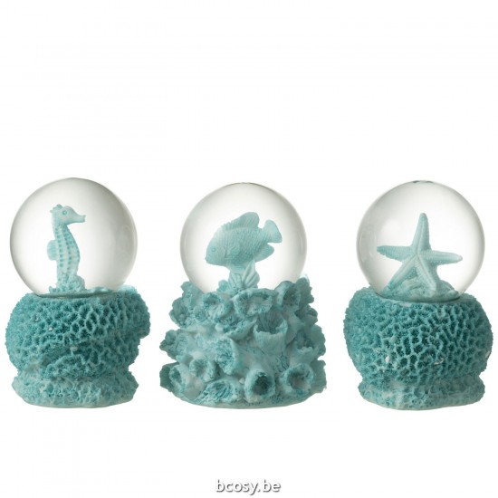 J Line neiges Jolipa Boule Neige Mer Poly Azur L Assortiment De 3.