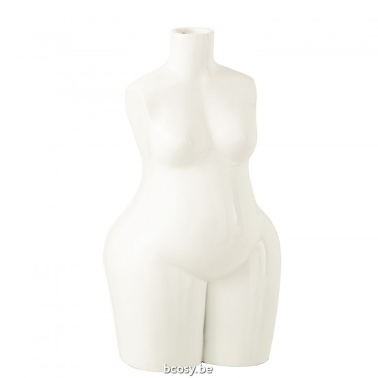 Jline Vase Vrouw Lichaam Polyresin Glanzend Wit Large.
