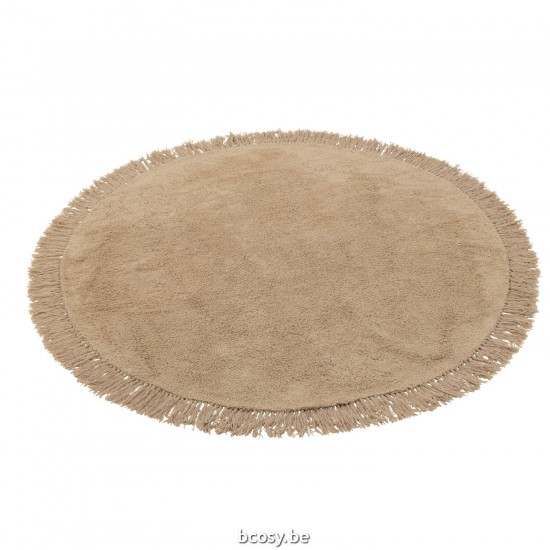 J Line tapis moquettes Jolipa Tapis Rond Franges Beige Foncé.