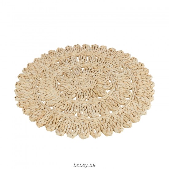 J Line sets de tables Jolipa Set De Table Rond Fleur Cercles Feuille De Maïs Nat.