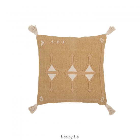 J Line coussins Jolipa Coussin Triangles Floches Coton Naturel Blanc.