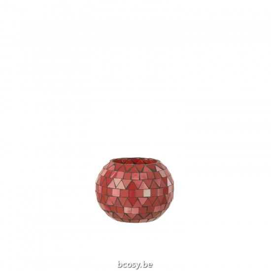 J Line Porta T Light Mosaico Triangolo Vetro Rosso Rosa Small Portacandelitas Mosaico Triángulo Vidrio Rojo Rosa Small.