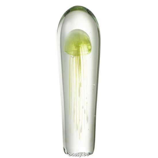 J Line presse papiers Jolipa Presse Papier Meduse Verre Vert Extra Large.