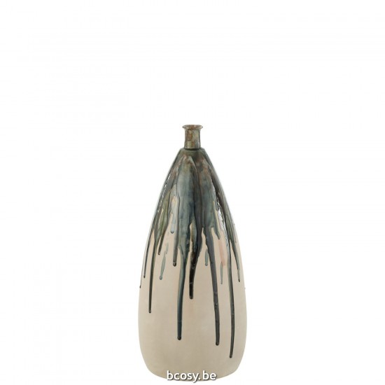 J Line Grands vases Grand vase Vases hauts Vase haut. Jolipa Vase Peinture Ceramique Naturel Vert Small.