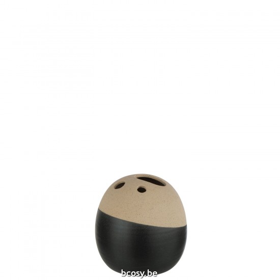 J Line vases Jolipa Vase Boule Ceramique Beige Noir Large.