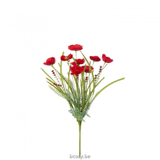 Jline Ast Mohn Plastik Rot Künstliche Rosen.