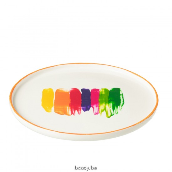 J Line Plate Stripe Porcelain Mix charger plates.