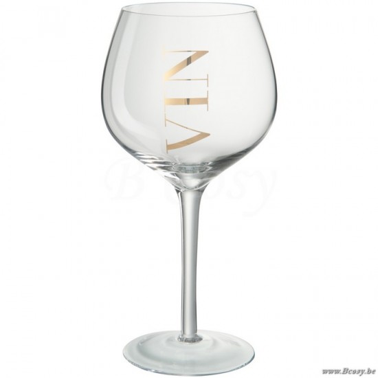 J Line Jline Wijnglas Rood Glas Transparant Goud