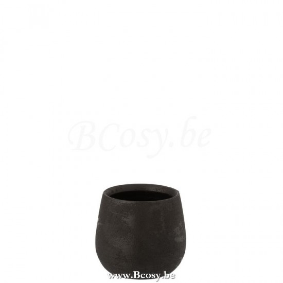 cachepots de fleur Jolipa Jline Cachepot Irregulier Rugueux Ceramique Noir Small