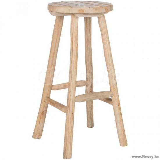 J Line Jline Barstool Round Oak Wood Natural bar stools