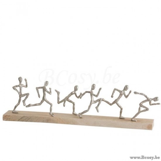J Line 85146 Figuur 6Lopers Aluminium Hout Zilver Naturel figuren