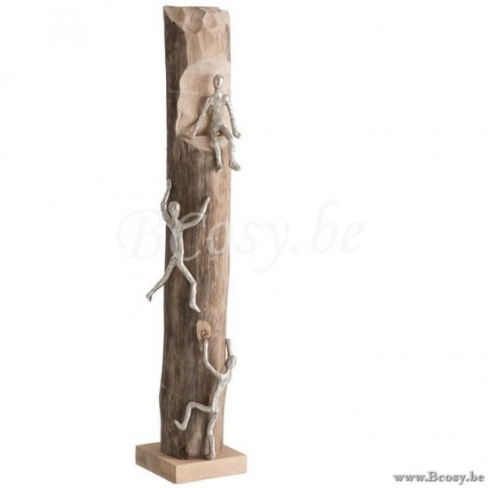 J Line 85147 Figuur 3Klimmers Hout Aluminium Naturel Zilver 73 figuren