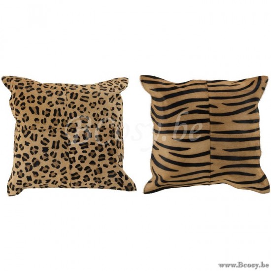 J Line Jline Kissen Tiermuster Leder Mix 2 Sortiert kissen