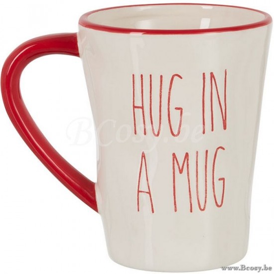 J Line 98401 Tas Hug In Mug Keramiek Rood Wit mokken