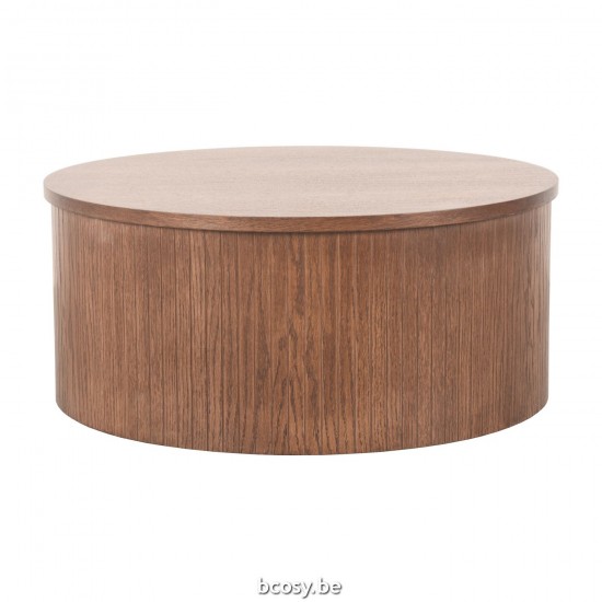 LABEL51 Tables basse Oliva Noyer Chêne 70 cm Rond.