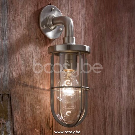 Tekna Nautic Docklight Wall-brushed nickel plated brass-clear glass.